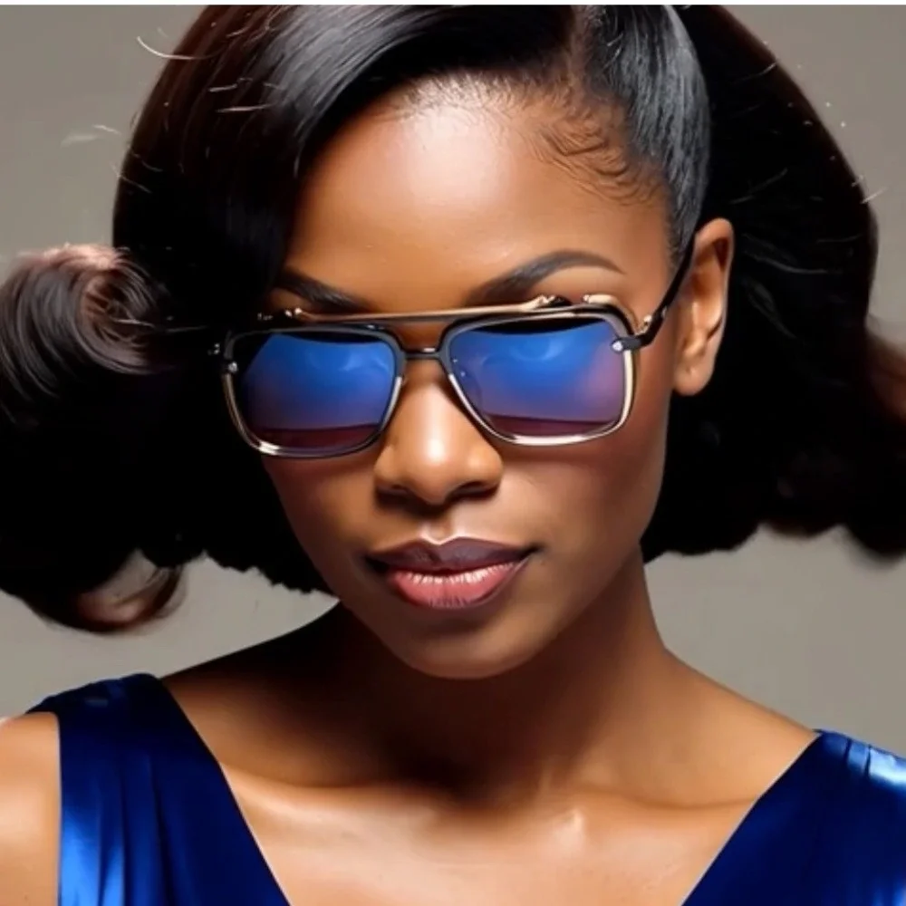 Sunglasses Women Blue Mirror Lens Fashion Shades UV400 Party Female Lady Eyewear